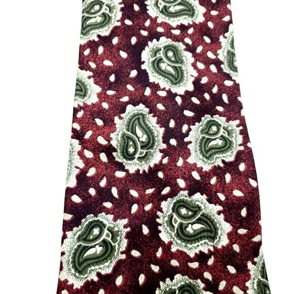 Joseph Abboud Silk Tie Print Brownish Red Floral Paisley Wide - Picture 2 of 6